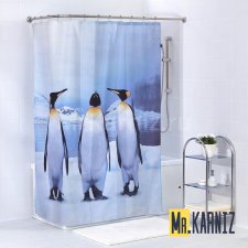 Штора для ванной Пингвины