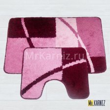 Комплект ковриков для ванной и туалета Овал бордо