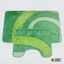 Комплект ковриков для ванной и туалета Орбита зеленый
