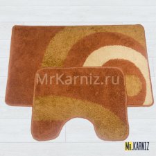 Комплект ковриков для ванной и туалета Орбита коричневый