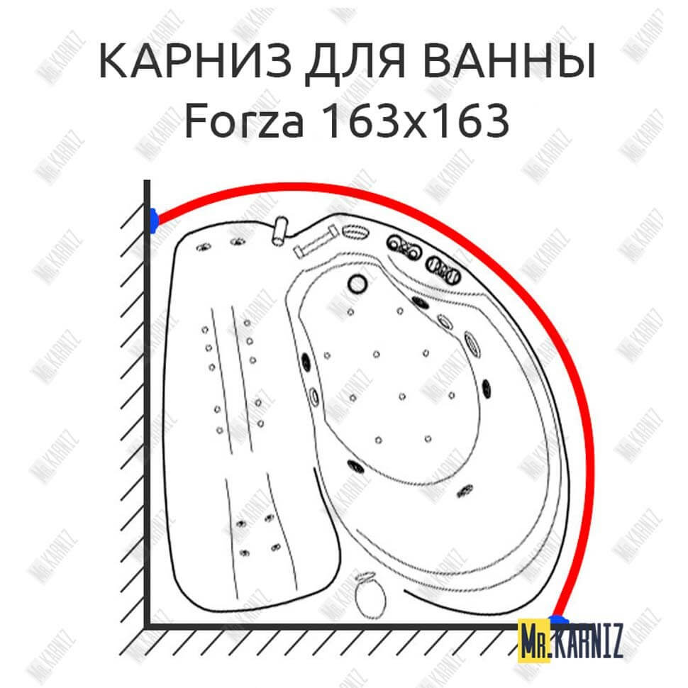 Карниз для ванны Doctor Jet Forza 163х163 Усиленный 25 мм MrKARNIZ
